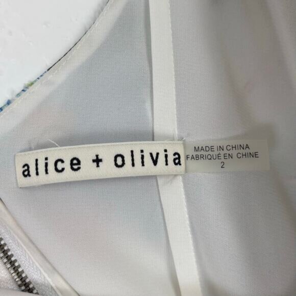 Alice + Olivia Floral Fields Burnout Alves Silk Cold Shoulder Mini Dress Size 2 - Picture 5 of 7